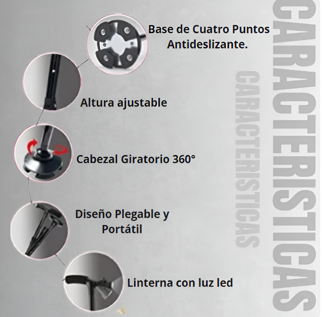 BASTON PLEGABLE CON LINTERNA - TRUSTY CANE